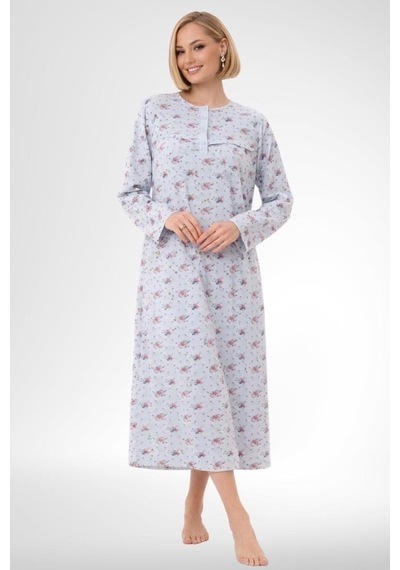 Mecit Pijama Mecit 6319 Mavi Büyük Beden Kadın Sabahlık Pijama Gecelik Set Mavi