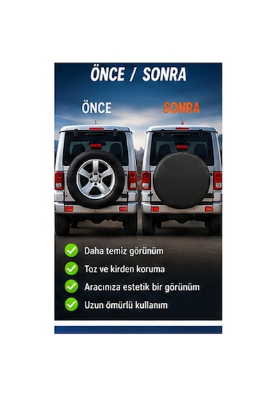 Trobus Kia Carnival I 1998-2005 15-16 İnç Stepne Kılıfı Siyah
