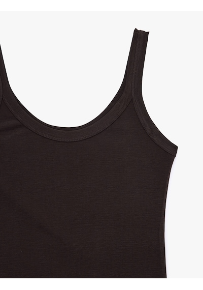 Koton Modal Kumaş Slim Fit U Yaka Askılı Top Kahverengi 6sak10035pk Kahve