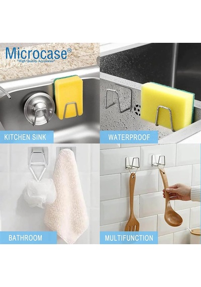 Microcase Güçlü Yapışkanlı Metal Banyo Mutfak Eşya Havlu Vb Ürün Askılığı Al4467-2 Adet Gümüş Diğer
