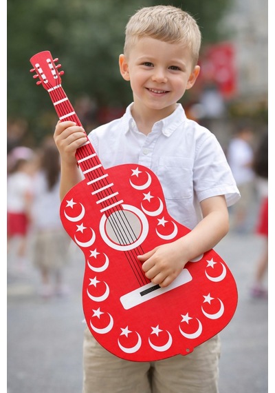 Ti Play Gitar Gösteri Aksesuarı 70x27cm 2,5mm Mukavva Kırmızı Ay Yıldız Uv Baskı 20li Paket 7