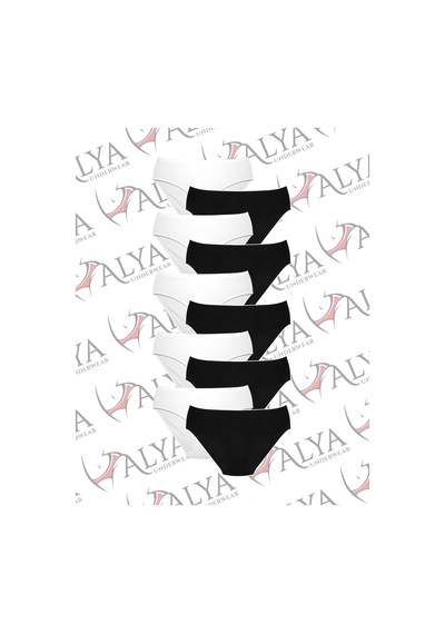 Alya Underwear Kadın Külot Basic Slip Renkli Pamuklu Iç Çamaşırı 10'lu Paket Multicolor-x32 Siyah - Beyaz X30