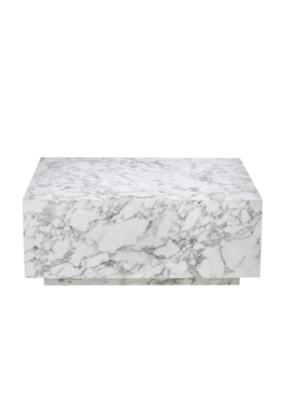 Most Lignum Mermer Görünümlü %100 Mdf Orta Sehpa 80x80 Cm Beyaz