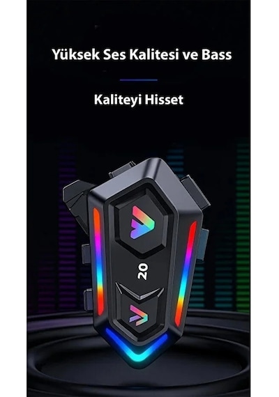 W20 Bluetooth Motosiklet İntercom Kask Rgb Işıklı