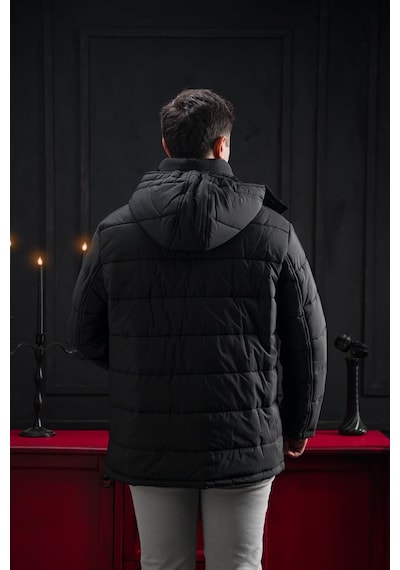 Advante Slimfit Çıtçıt Ve Fermuar Kapamalı Kapşonlu Erkek Kapitone Mont 001