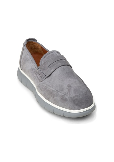 Deery Erkek Gri Hakiki Süet Loafer Ayakkabı - 02045mgrıe01