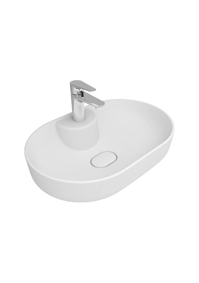 Kale Zero 2.0 60x40 Cm Ada Armatür Bantlı Mat Beyaz Oval Çanak Lavabo