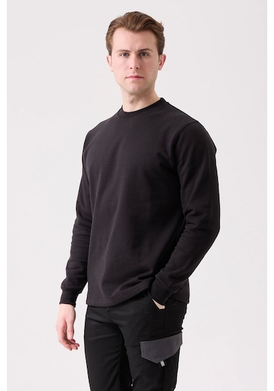 Galanthus Basic Sweatshirt - Uzun Kollu, Pamuklu, Rahat Kesim, Günlük Ve İş Kullanımı Siyah