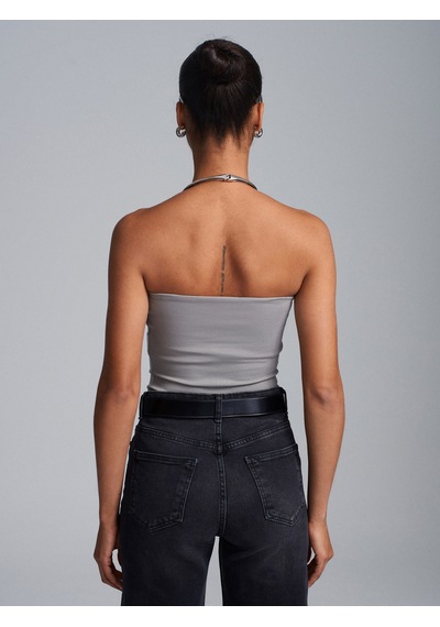 Dilvin 20659 Straplez Top-gri Gri