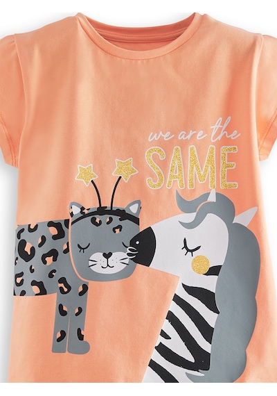 Denokids Zebra ve Leo Kız Çocuk T-shirt Şort Takım