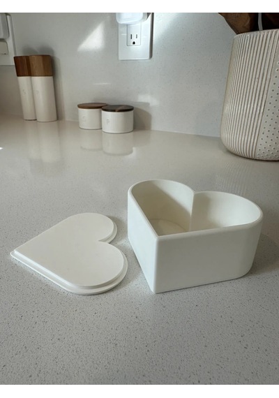 Vaveni 3d Baskı Kalp Şeklinde Kapaklı Saklama Kutusu Yuvarlak Hatlı Mini Hediye Kutusu Beyaz Arz