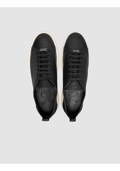 Cabani Erkek Minimal Siyah Deri Sneaker Siyah