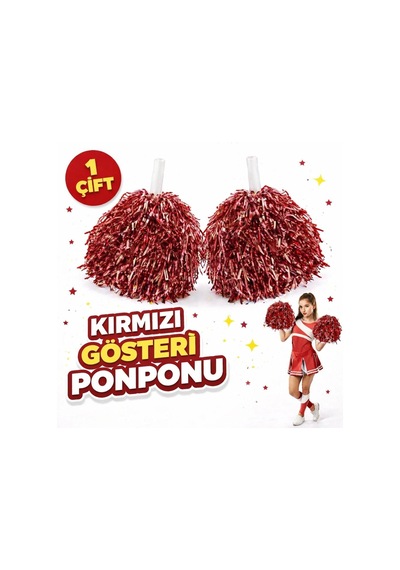 1 Çift 2 Adet Kırmızı Renk 23 Nisan 19 Mayıs 29 Ekim Okul Gösteri Ponponları Çok Renkli