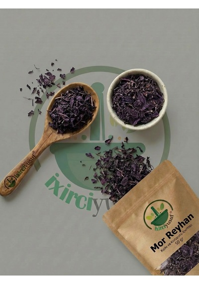 Mor Reyhan Kırmızı Reyhan Purple Basil Reyhan Otu Ocimum Basilicum Var. Purpurascens Doğal Kurutulmuş 50 G