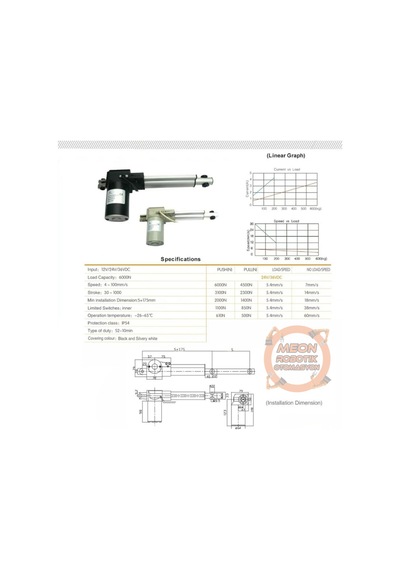 24-36v Dc 250mm 6000n 600kg Lineer Aktüatör Motor-tzcmeon
