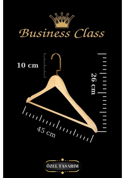 Ceket Askısı Business Class 45 Cm Gold İtalyan Kanca Buluz Elbise Ahşap Askı 5 Adet Diğer
