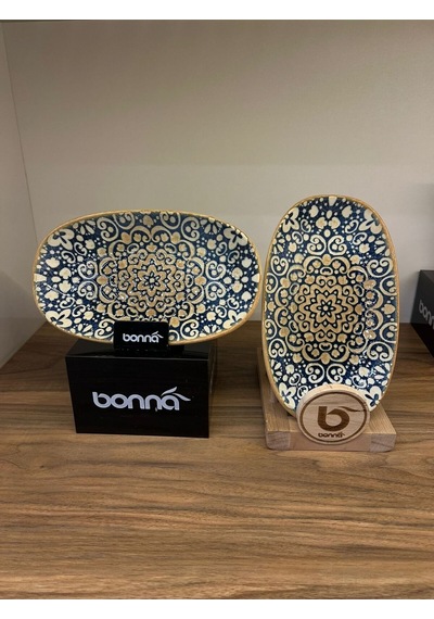 Derin Servis Kasesi / Çukur Sunum Tabağı/meze/sote Etnik Desenli Servis Alhambra Gourmet Oval Plate