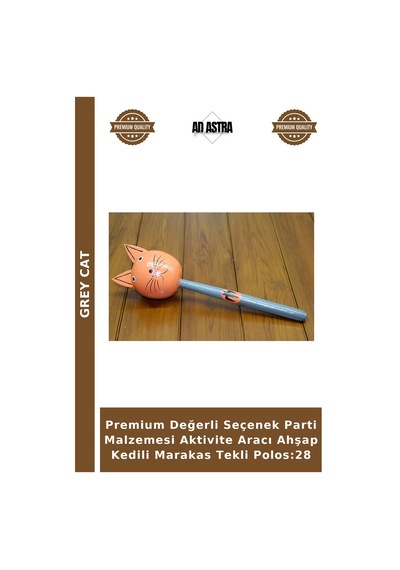 Premium Değerli Seçenek Parti Malzemesi Aktivite Aracı Ahşap Kedili Marakas Tekli Polos:28