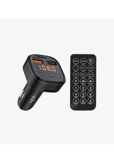Linktech Fm Transmitter Kumandalı - Premium 18w Üç Girişli 5.0 Bluetooth Fm Transmitter - Çakmaklıkt