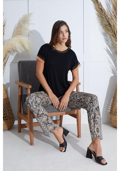Sevim Kadın Kısa Kol Siyah Pijama Takım C7t7n651 001