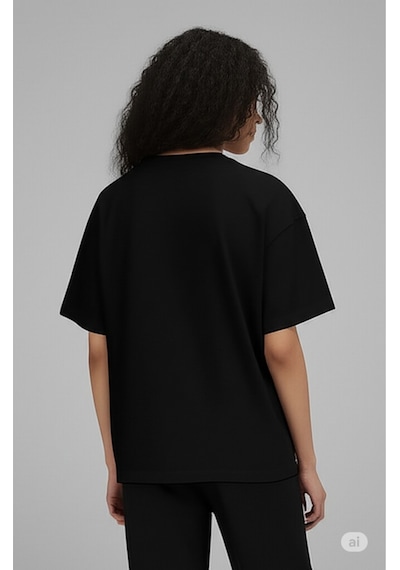 Nevermind Oversize Tişört Kadın "nevermınd" Baskılı Geniş Kalıp T-shirt U Siyah