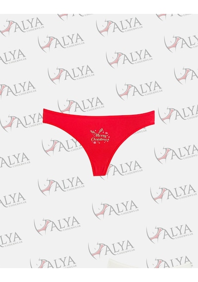 Alya Underwear Yeni Yıl Temalı Baskılı String, Kırmızı Tanga Külot Aşk Tanrısı Tekli Paket Kırmızı Mc Baskılı
