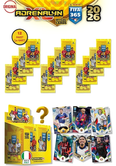 Panini Adrenalyn Fifa 365 - 2026 Official Trading Card Futbolcu Kartları - 12 Paket 72 Kart