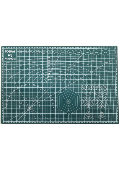 Tograt A3 Kesme Matı Patchwork - Çift Taraflı Kesim Altlığı - 42x30cm + 30cm Çelik Cetvel