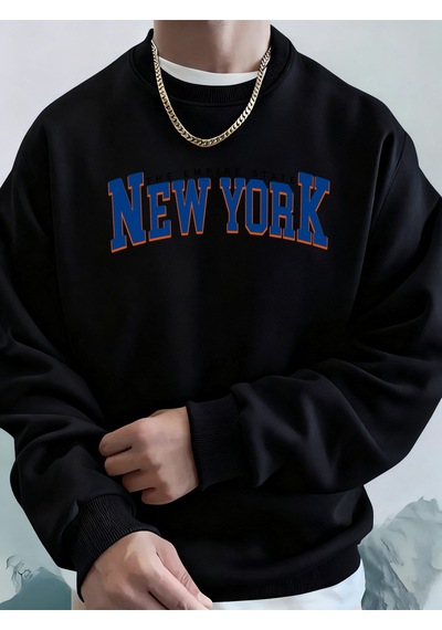 Startmore Startmoreempire State New York Print Man Polar Cepli Kapüşonlu Üst Sokak Sporları Tişörtü O-yaka Günlü Siyah