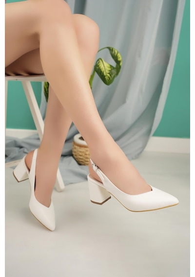 Nesilshoes Nesil Shoes Senyo 065 Beyaz Arkası Açık Kadın Sandalet