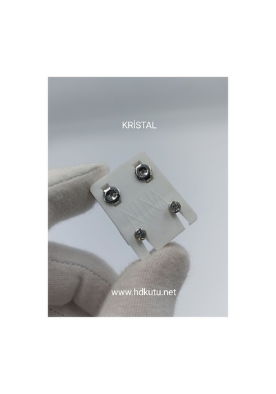 Beyaz Kristal Kulak Delme Küpesi 1 Çift Beyaz