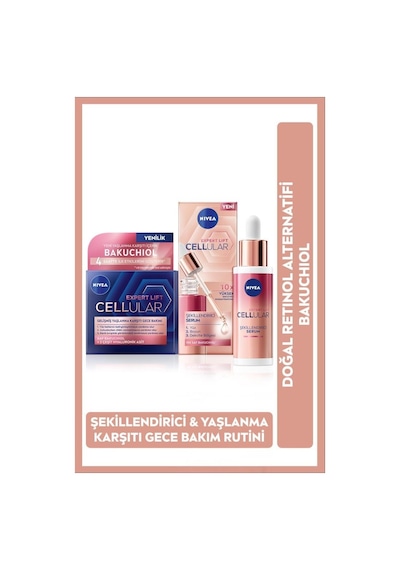 Nivea Cellular Doğal Retinol Alternatifi Bakuchiol Cilt Serumu 30 ML + Nemlendirici Gece Bakım Kremi 50 ML