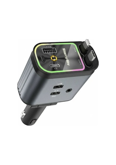 Kargo 4 Ü 1 Arada Araç Çakmaklık Şarj Cihazı 66w Type-c Hızlı Şarj Çift Usb Telefon Şarj Geri Çekilebilir