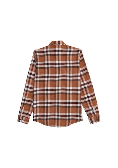Tudors Erkek Slim Fit Dar Kesim Kareli Kışlık Oduncu Gömlek-42366 Kahverengi