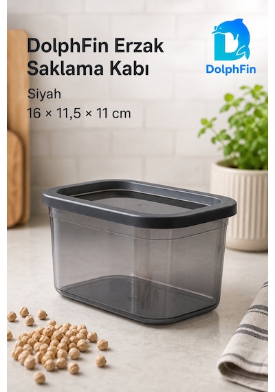 Dikdörtgen Erzak Saklama Kabı 1350 Ml Siyah 16 11,5 11 Cm