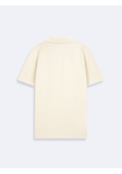 LTB V Yaka Pike Polo Yaka Bej T-shırt Haki