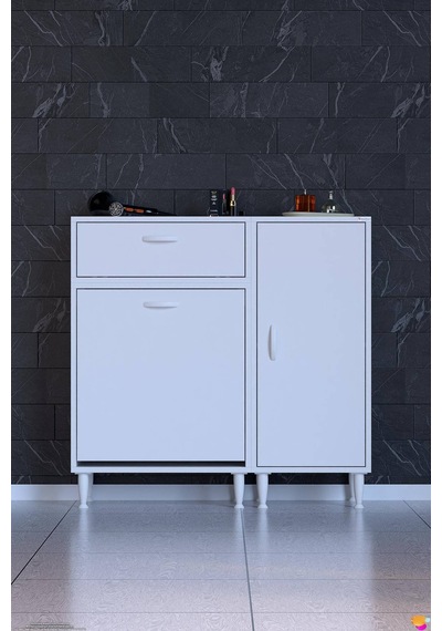 Luna 115 Cm Modüler Çamaşır Sepetli Banyo Dolabı Ve Mutfak Kiler Dolabı Beyaz 65+50 X97x32 Cm Luna 115 Cm Modüler Çamaşır Sepetli Banyo Dolabı Ve Mutfak Kiler Dolabı Beyaz 65+50 X97x32 Cm