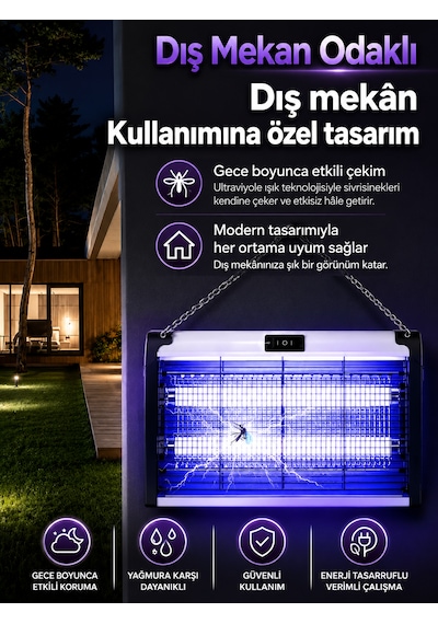 20w Çift Uva Işıklı Elektrikli Sivrisinek Kovucu Sinek Öldürücü Haşere Tuzak Cihazı 001