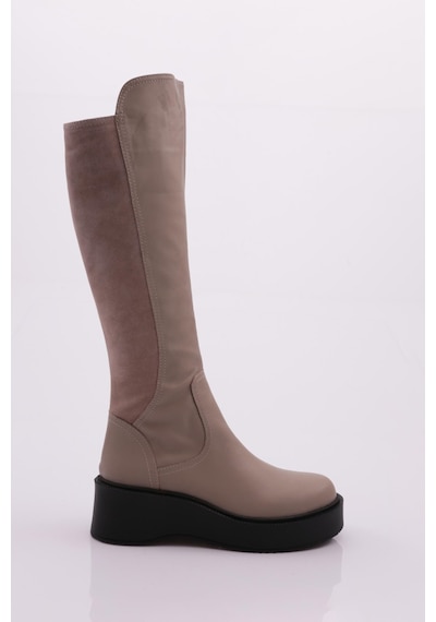 Dgn 22535-22k Kadin Kalin Taban Fermuarli Knee High Çizme 22535-2-R13180 Vizon