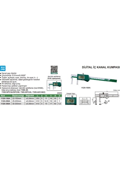 Insıze 1120-150 Dijital Iç Kanal Kumpası