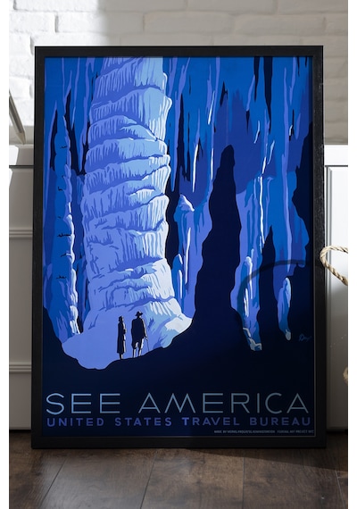 See America Siyah Ahşap Çerçeveli Poster, Dekoratif Seyahat Duvar Tablosu