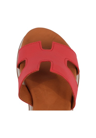 Napa Shoes Kadın H Kesimli Düz Taban Hakiki Terlik Napa-1202 Kırmızı