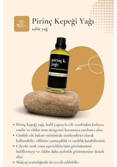 Sabunal Pirinç Kepeği Yağı 100 ML Cilt Aydınlatıcı Ve Eşitleyici Bakım Yağı