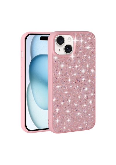 Zore İphone 15 Uyumlu Parlak Taşlı Tasarım Pırlanta Ogaa Kılıf-pembe