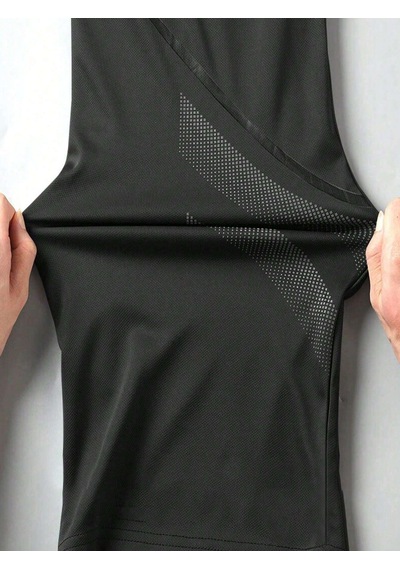 Genius Store Erkek Spor Tişört Antreman Gym Polyester Erkek Sporcu T-shirt Şeritli-tişört Siyah