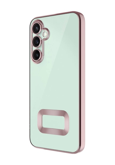 Galaxy A35 Kılıf Kamera Korumalı Logo Gösteren Zore Omega Kapak Gümüş