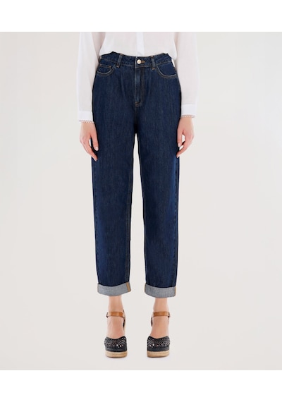 Yargıcı Nakış Detaylı Yüksek Bel Rahat Fit Denim Pantolon 25ykpn3016x 515 Mavi