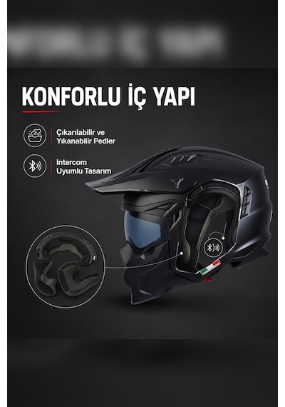 Sway Sw-x1 Seul Modüler Motosiklet Kask Siyah