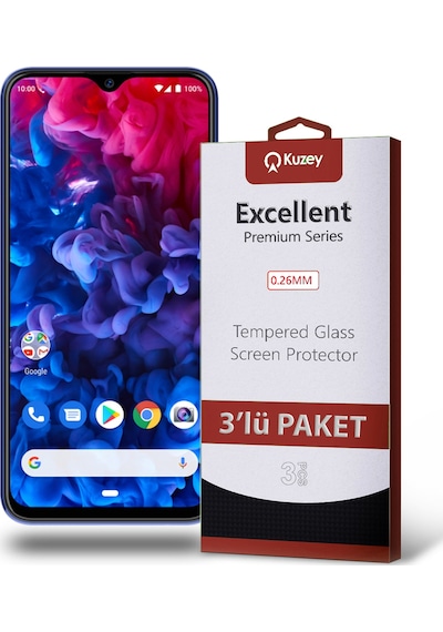 General Mobile GM20 Pro ile Uyumlu Kırılmaz Temperli Ekran Koruyucu Cam Ekonomik 3'lü Paket