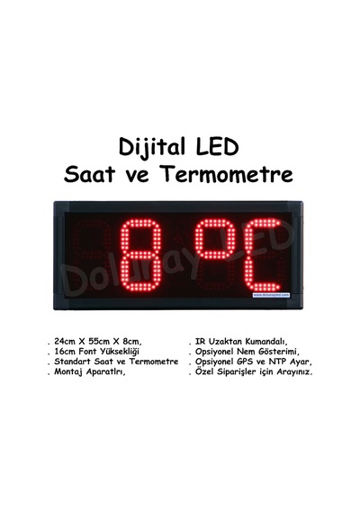 Dijital Saat Termometre 16Cm Çok Renkli